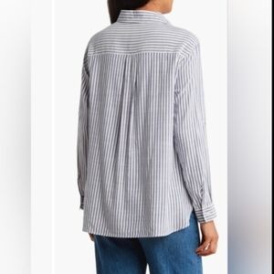 Stripe Oversize Long Sleeve Button-Up Tunic MAX STUDIO XL